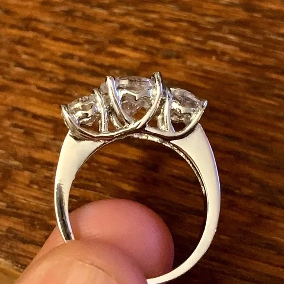 CZ By Kenneth Jay Lane Round CZ Triple Stone Ring - Picture 7 of 8